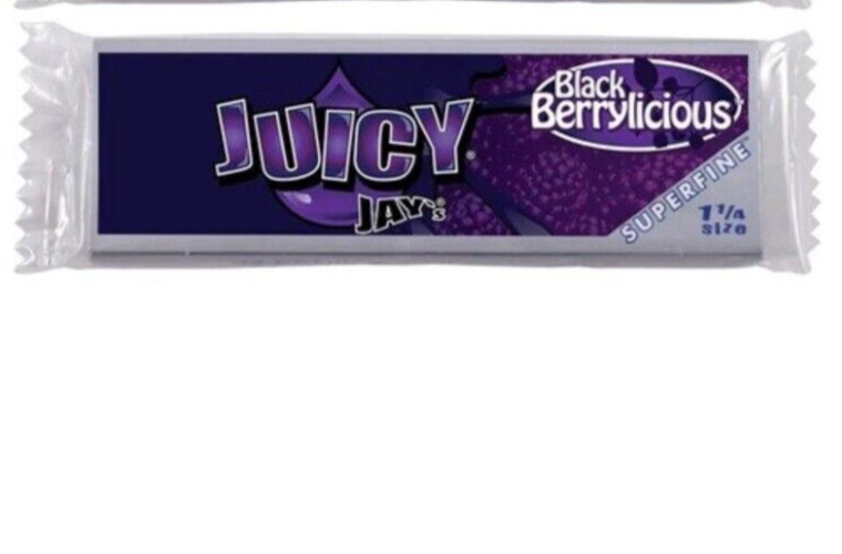 JUICY JAY'S  1 1/4 Rolling Papers Black Berrylicious Superfine USA SHIPPED