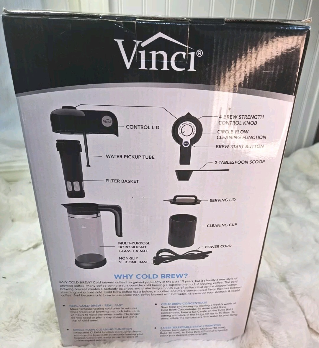 VINCI Drip Coffee Maker 4-Cup Built-In Timer Black w/ 4-Brew Strength Setting