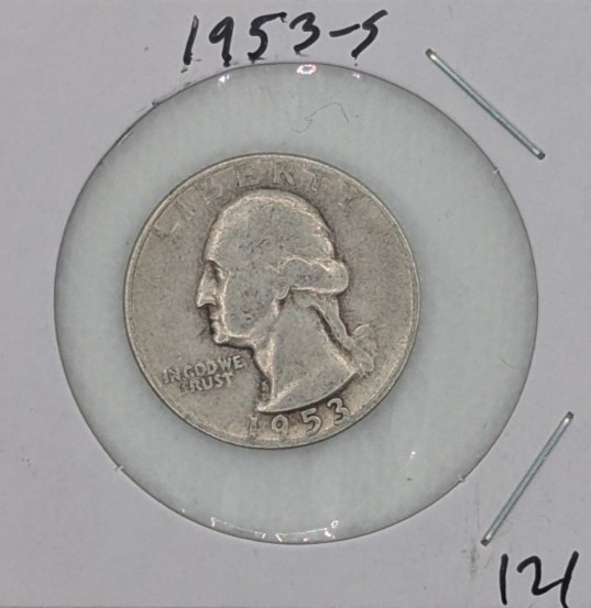 1953-S San Francisco Mint Silver Washington Quarter Coin 90% Silver