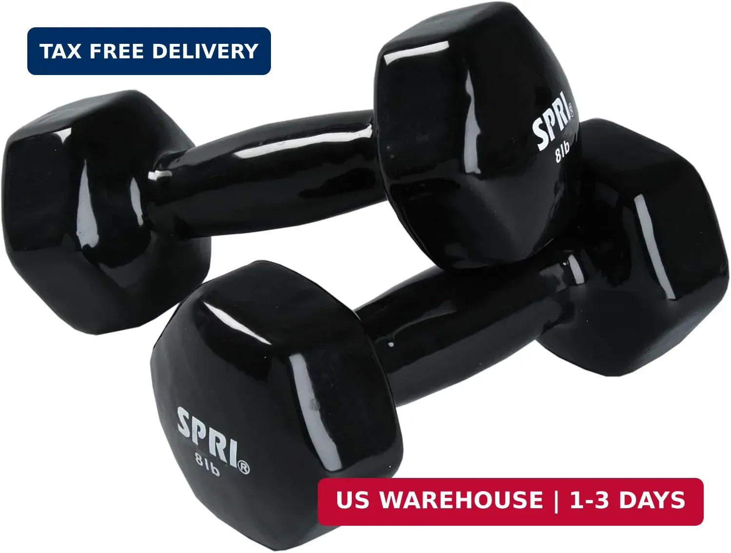 SPRI Dumbbells Hand Weights Set of 2 - Vinyl Coated Exercise & Fitness Dumbbell