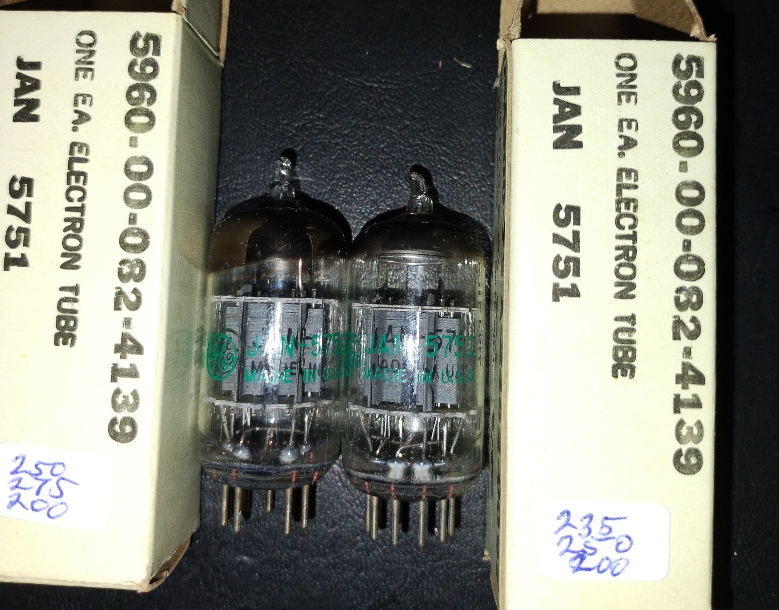 5751 JAN GE vacuum tubes NOS tested 2 pc lot 3 pairs available NOS tested.