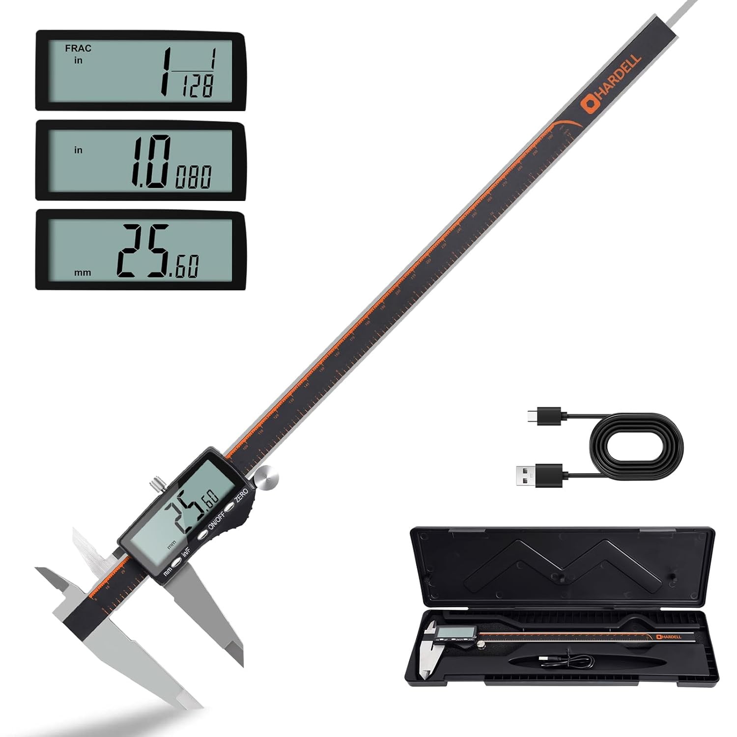 HARDELL Digital Caliper 12 Inch, Rechargeable Caliper