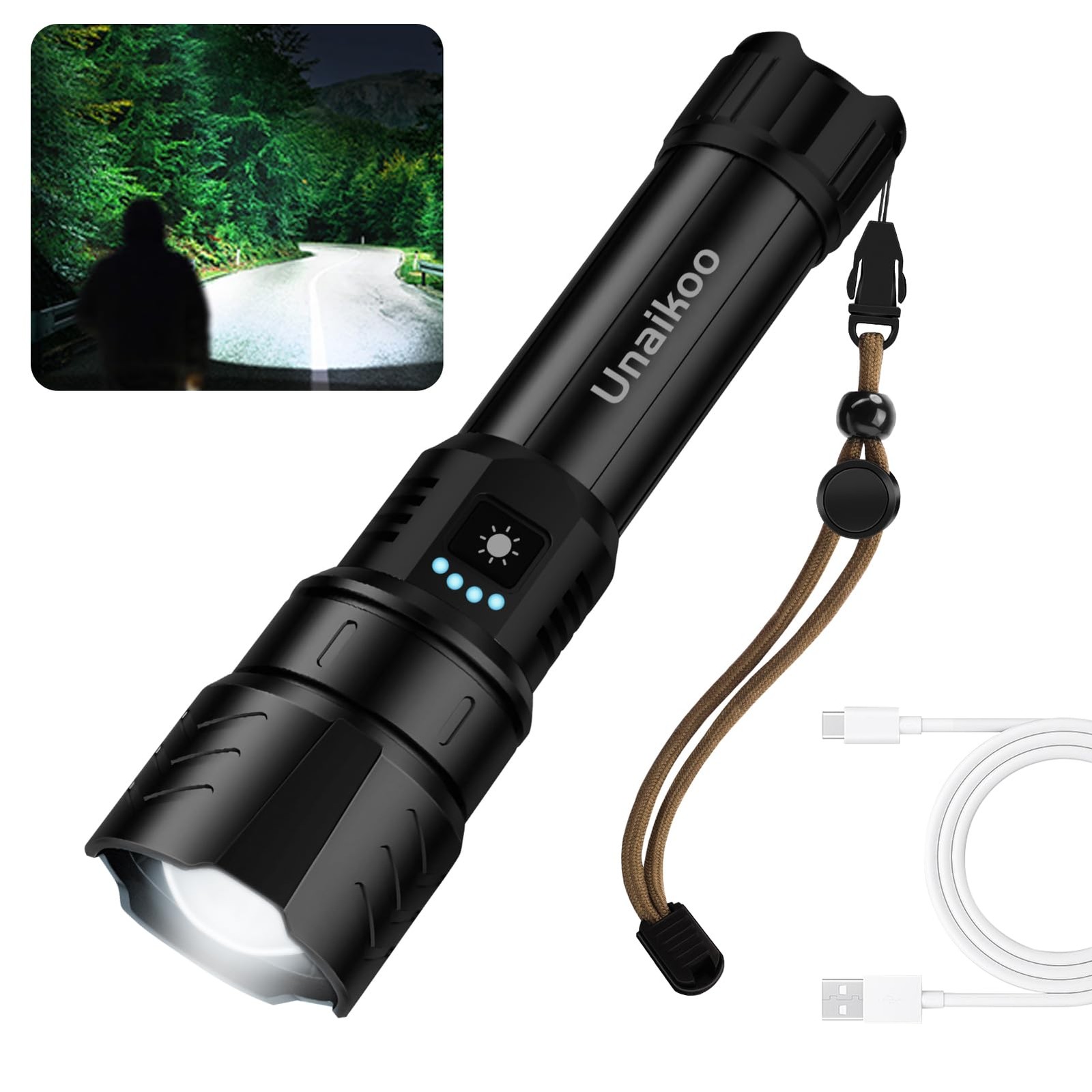 Rechargeable Flashlight High Lumens - 10000LM Powerful Tactical Flashlights w...