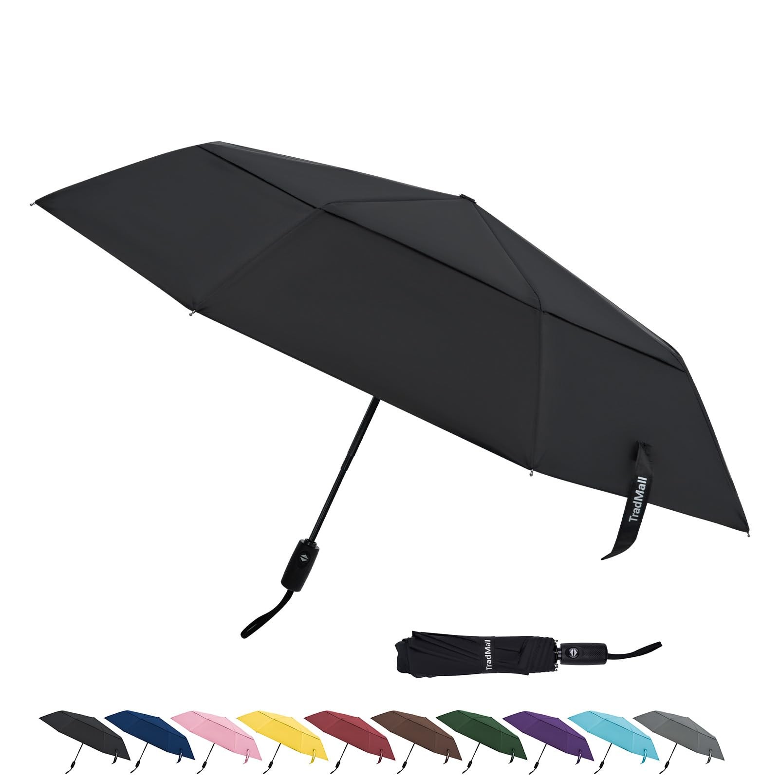 Travel Umbrella, 45 Inches Double Vented Canopy Windproof Automatic Strong Co...