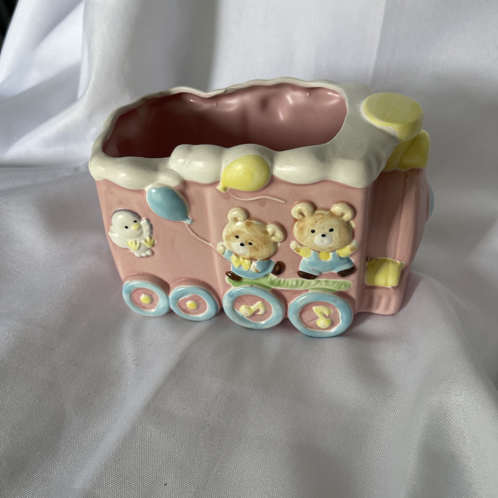 1986 Pink Ceramic Baby Planter Train