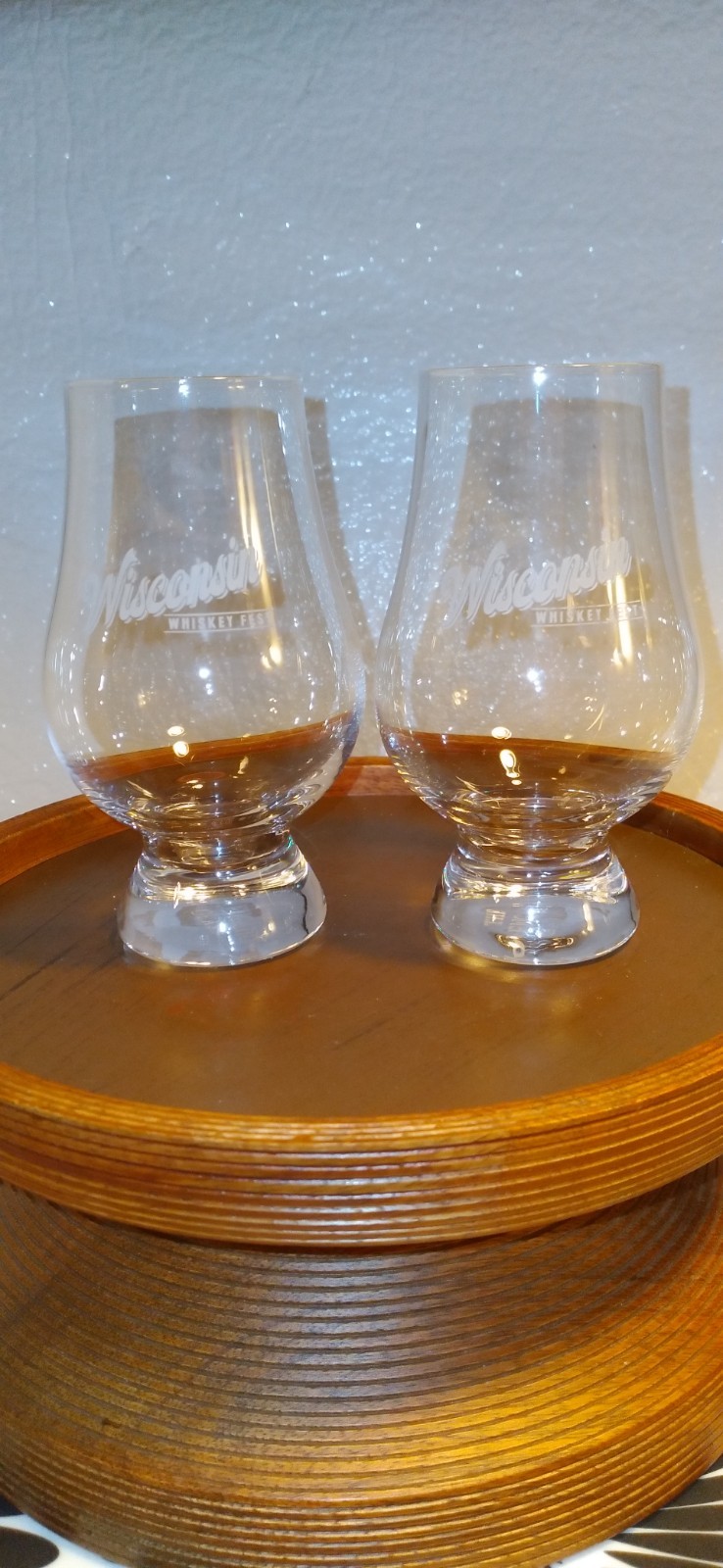 2 WISCONSIN WHISKEY FEST GLENCAIRN SIPPING/NOSING/TASTING GLASSES, BOURBON GLASS