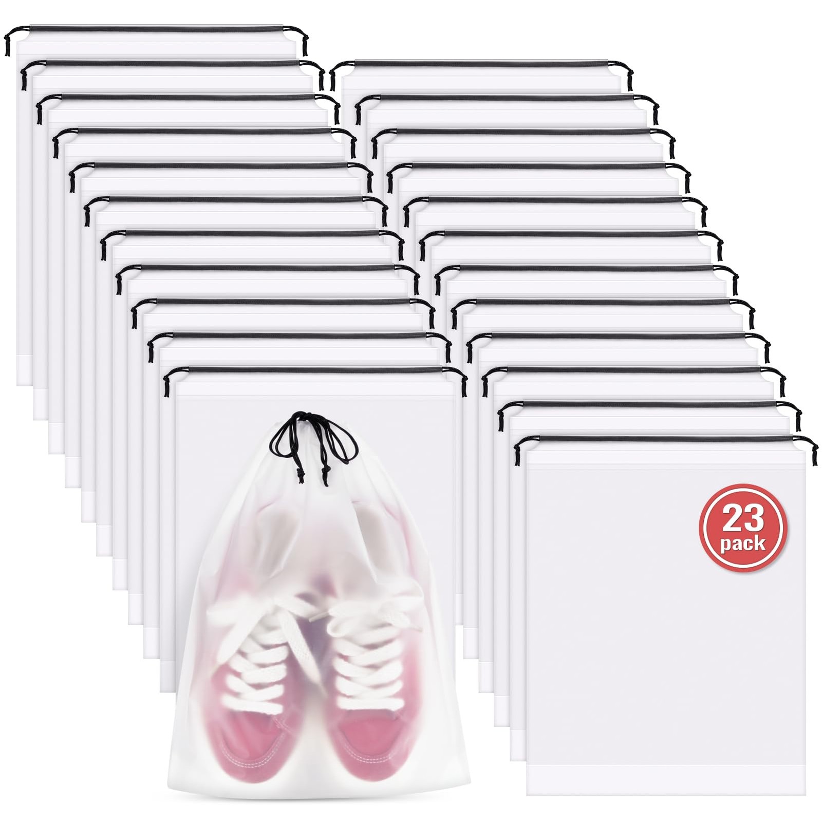 23 Pack Clear Shoe Bags Waterproof Dust Bags with Drawstring, 15.7x11.8 Inch