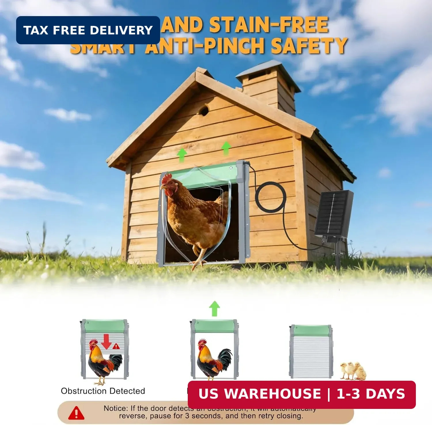 Solar-Powered Automatic Chicken Coop Door with Timer, Light Sensor & Remote Cont