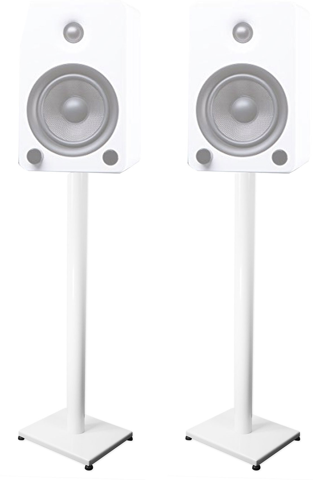 Pair 37” Steel White Stands For Kanto YU5 Bookshelf Speakers Robust Metal Poles