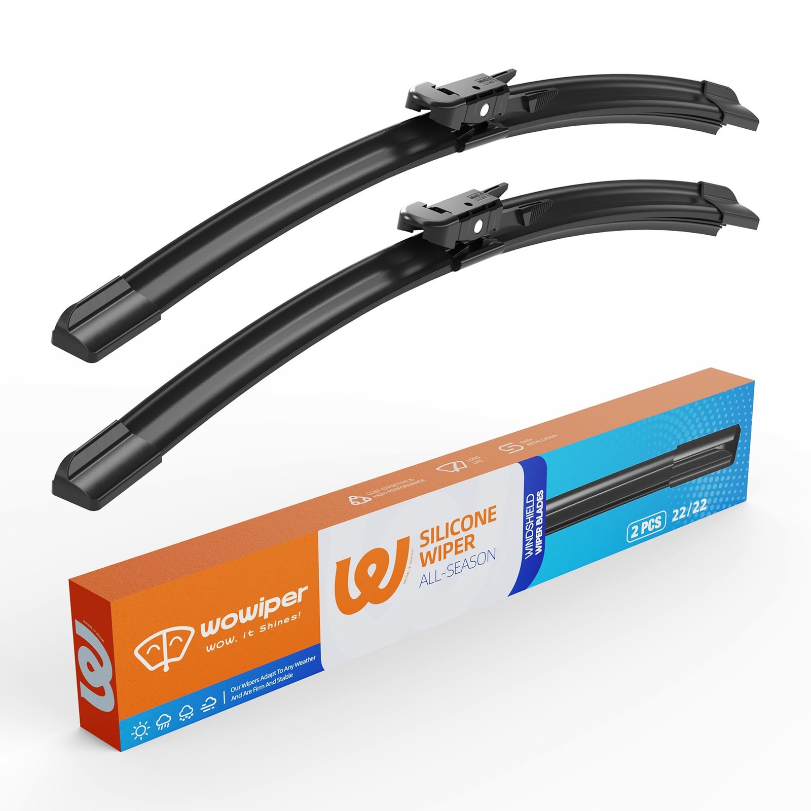 Silicone Wiper Blades 22" + 22" Automotive Replacement Windshield Wiper Blade...
