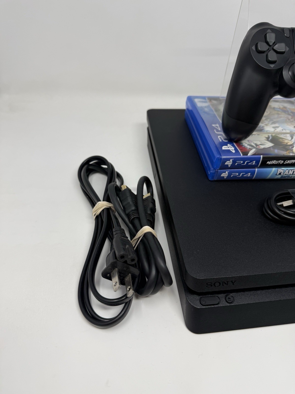 Sony PS4 Slim 1TB Console Bundle w/ Controller, HDMI, Cables + 2 Games Tested