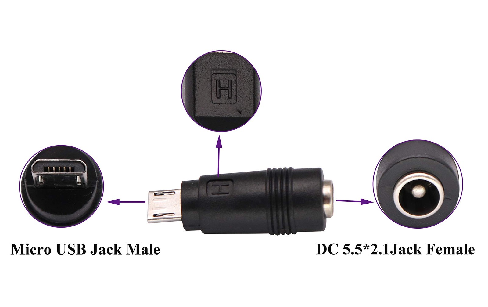 Micro DC Power Adapter DC5.5x2.1mm to Micro USB 5V DC Power Supply Charging C...