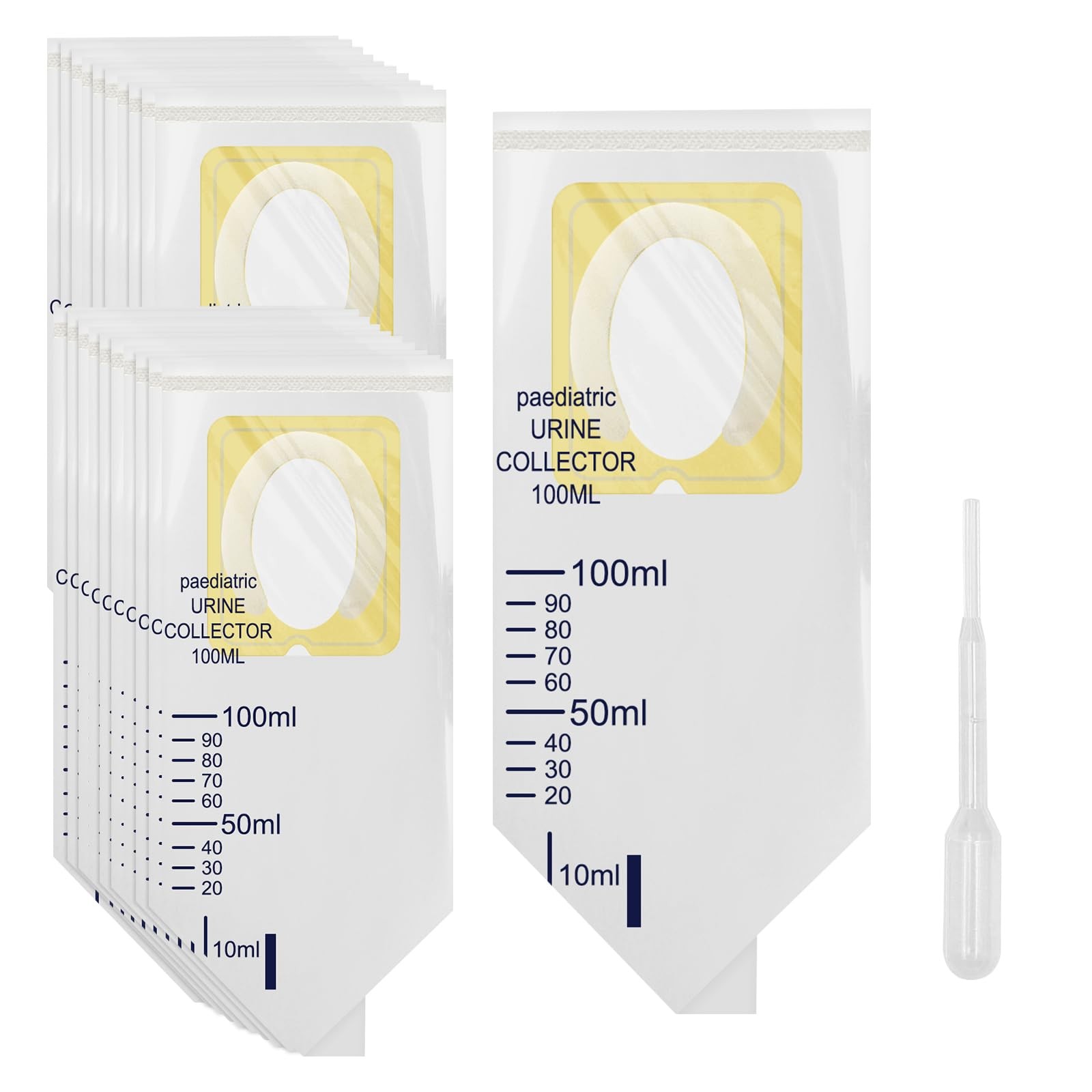 20 PCS Pediatric Urine Bag Collectors, Disposable Baby Clear Catcher Pouch In...