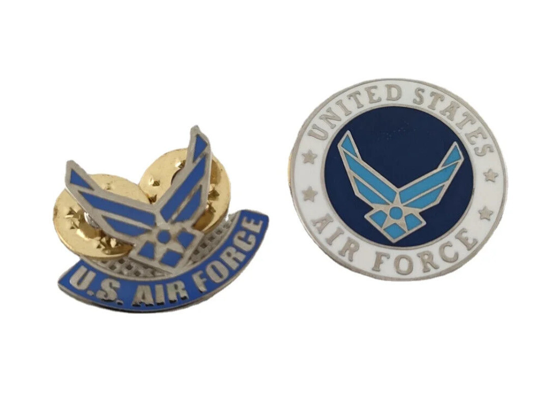 2PCS US USAF AIR FORCE WINGS Blue LAPEL CAP PIN TIE TACK SMALL PIN BADGE OF2