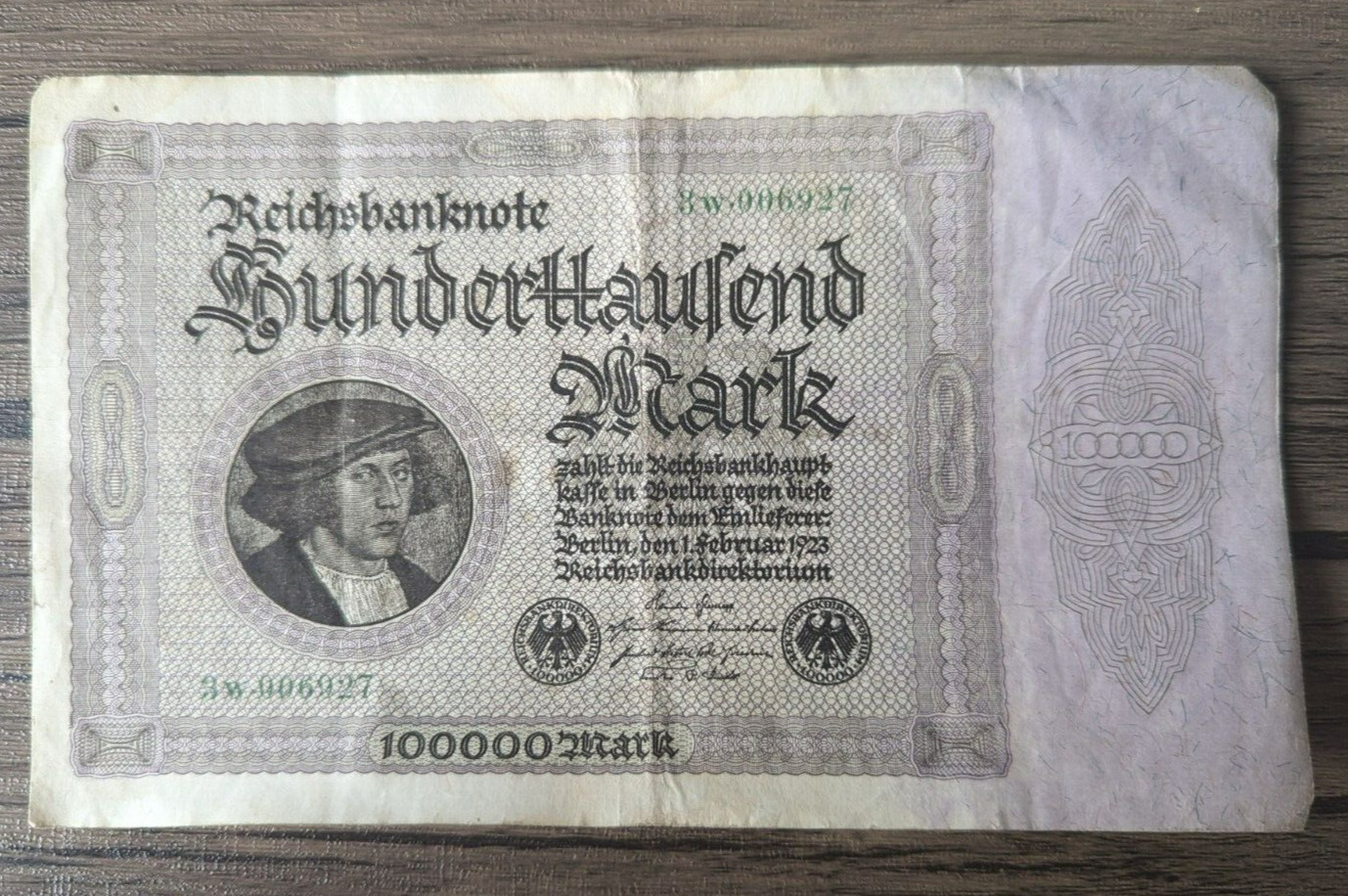 German Reichsbanknote 100000 Mark Bank Note - Vintage German Money