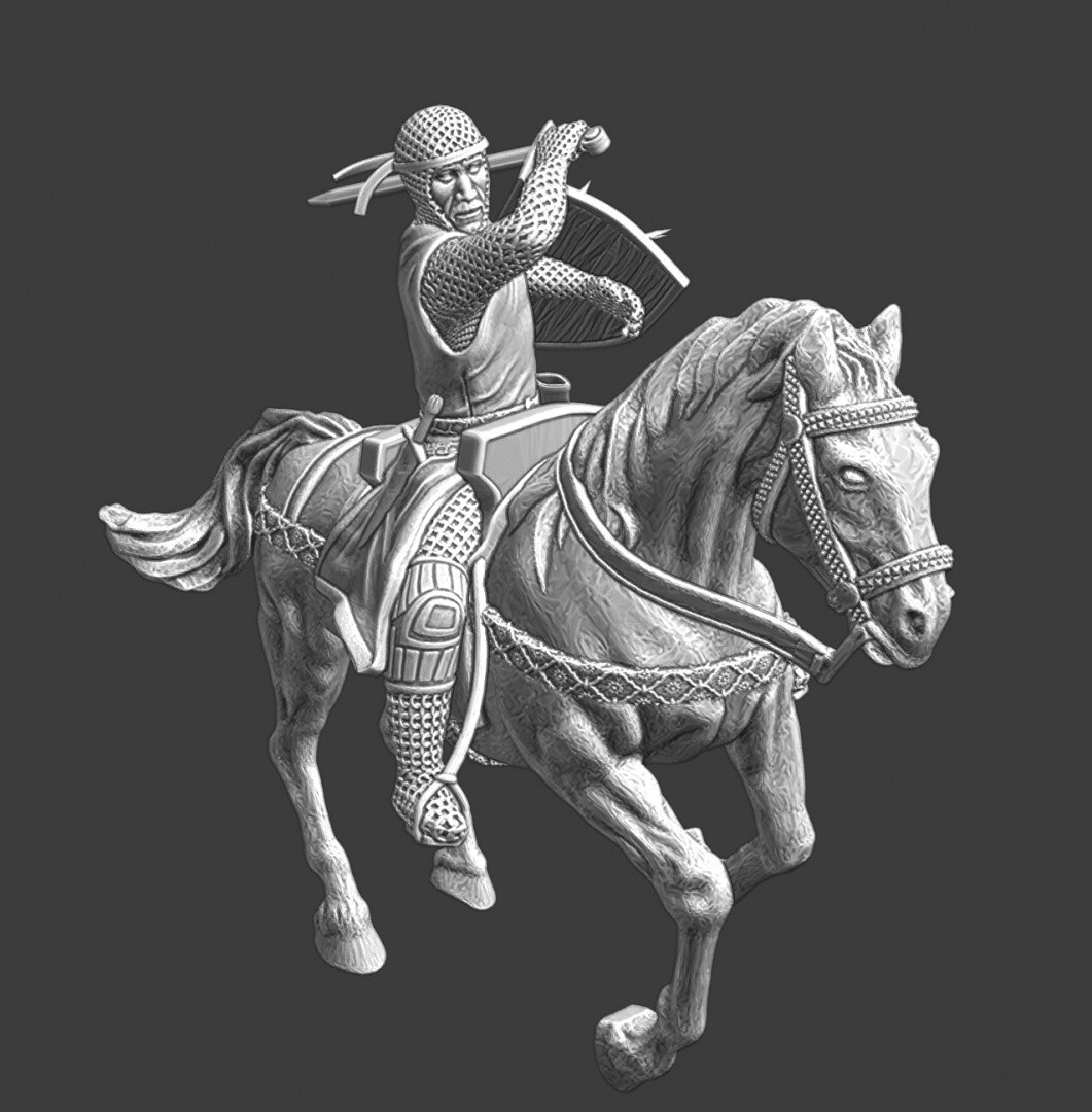 Northern Crusades Miniature Medieval Mounted Crusader Knight Cavalry Slashing 3D