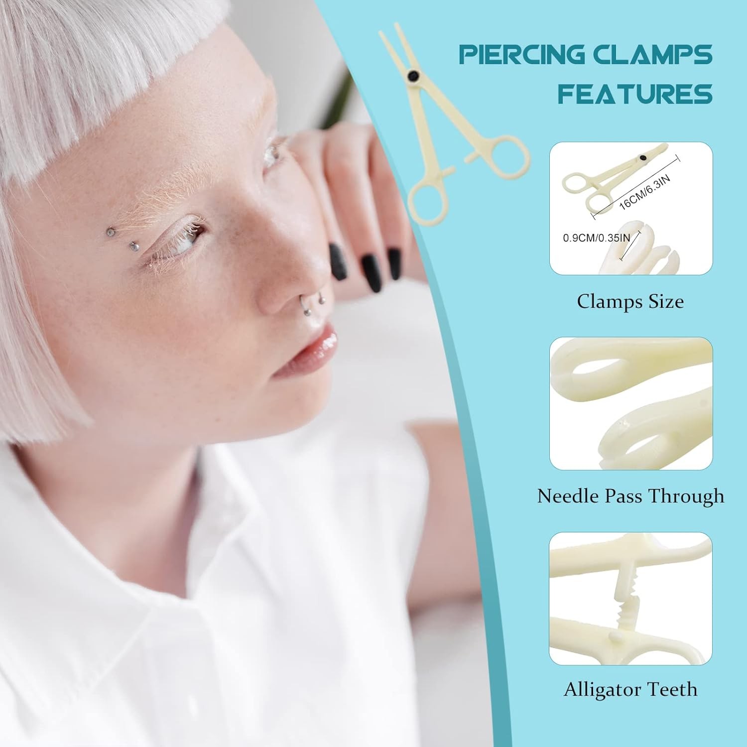 WZPB Disposable Piercing Clamps - 25Pcs Forceps size 1