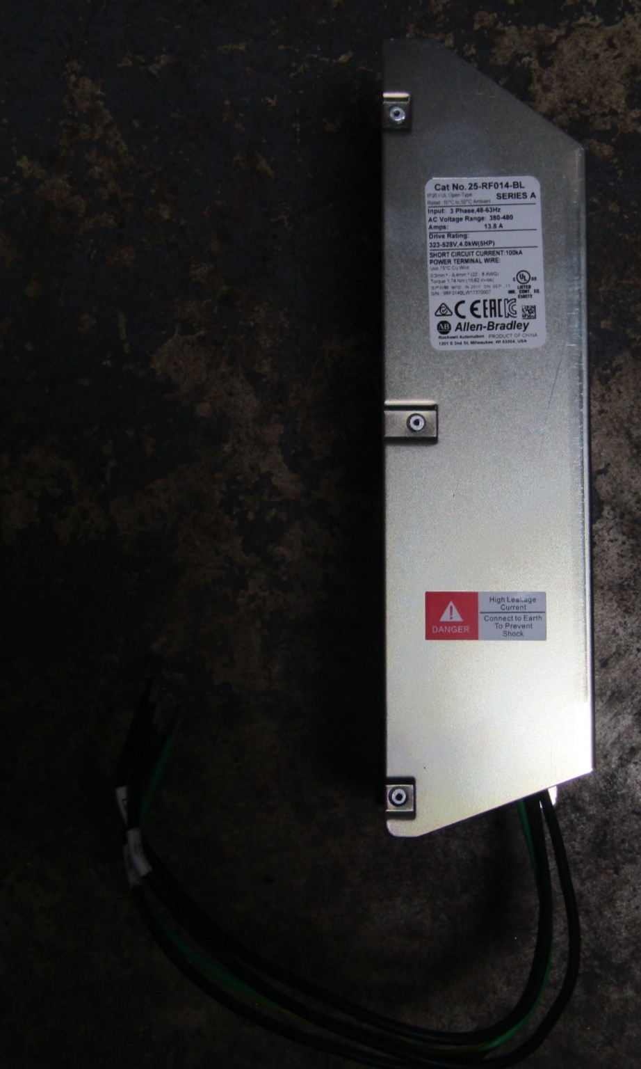 😍ALLEN BRADLEY EMC FILTER PANEL MOUNT THREE PHASE 480V 13.8A  25-RFO14-BL