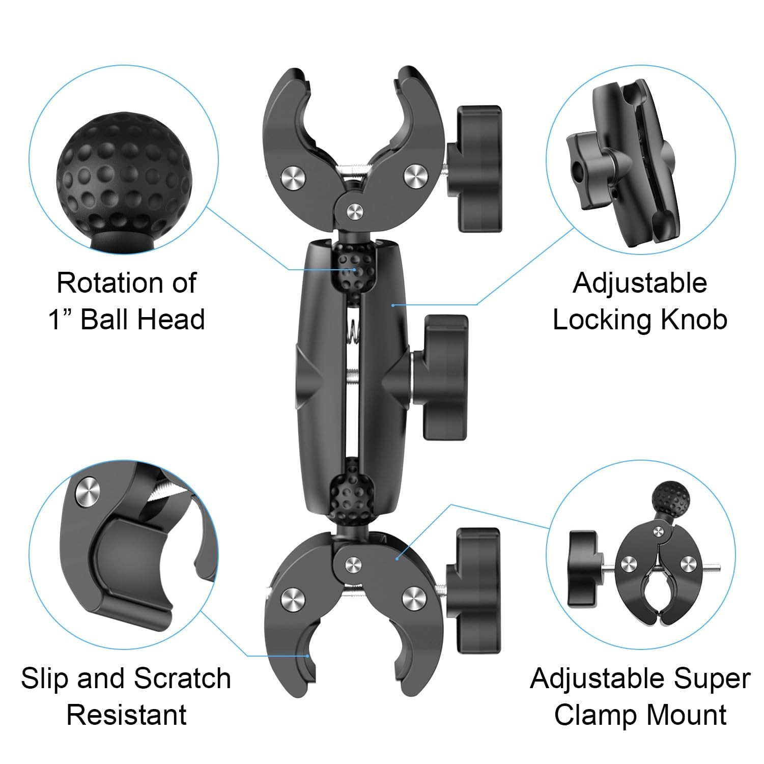 Double Clamp Camera Mount - Universal Bracket for Golf Carts, Umbrella Clamp,...