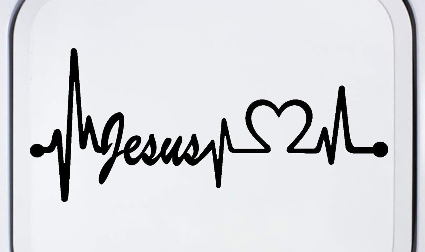 Jesus Heartbeat Lifeline Monitor Decal Sticker Car Bible Devotion | K1006