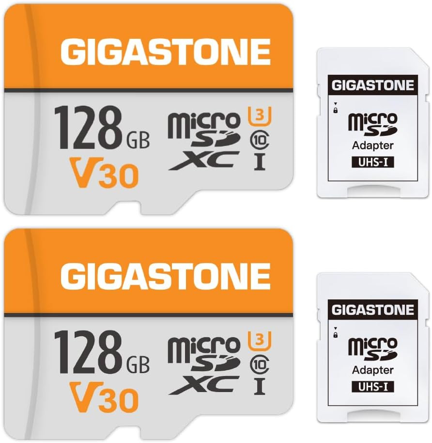 128GB Micro SD Card 2-Pack, A1 V30 4K Video Recording, Compatible with Security