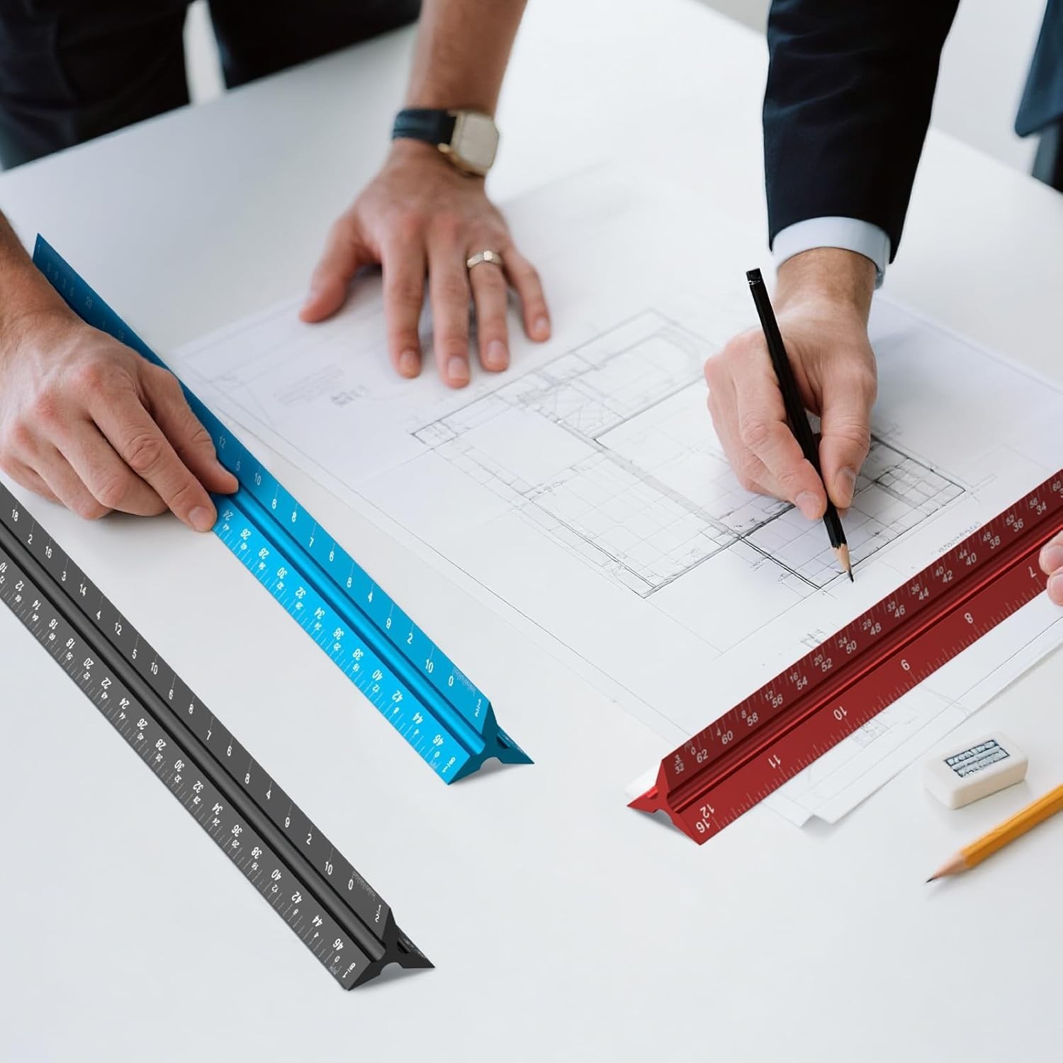 High-Impact 12" Blue Triangular Scale Ruler - Perfect for Engineering Drafting