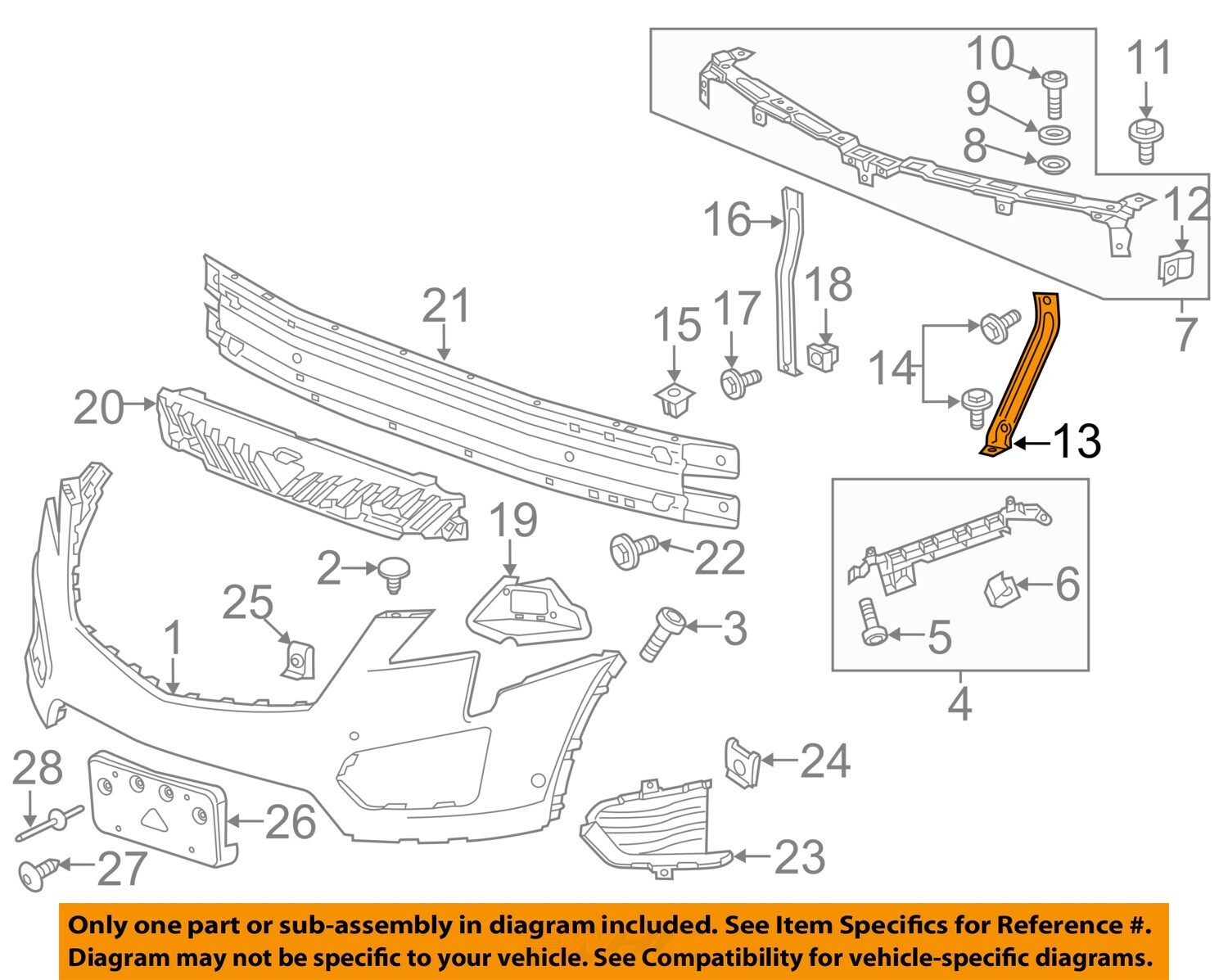 GM OEM 17-25 XT5 Front Bumper Grille Bumper Components-Outer Brace 23176333