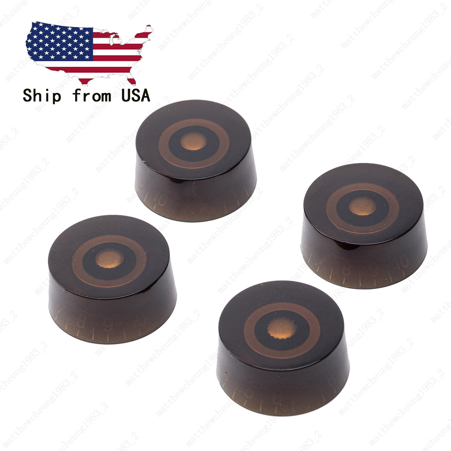 4 Pcs Coffee Guitar Control Knobs Speed Knobs Dial Knob for SG Les Paul