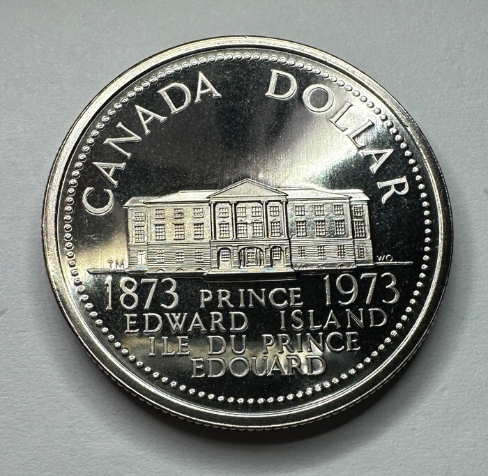 1973 Canadian "Prince Edward Island" Centennial PROOF LIKE Nickel Dollar Coin.