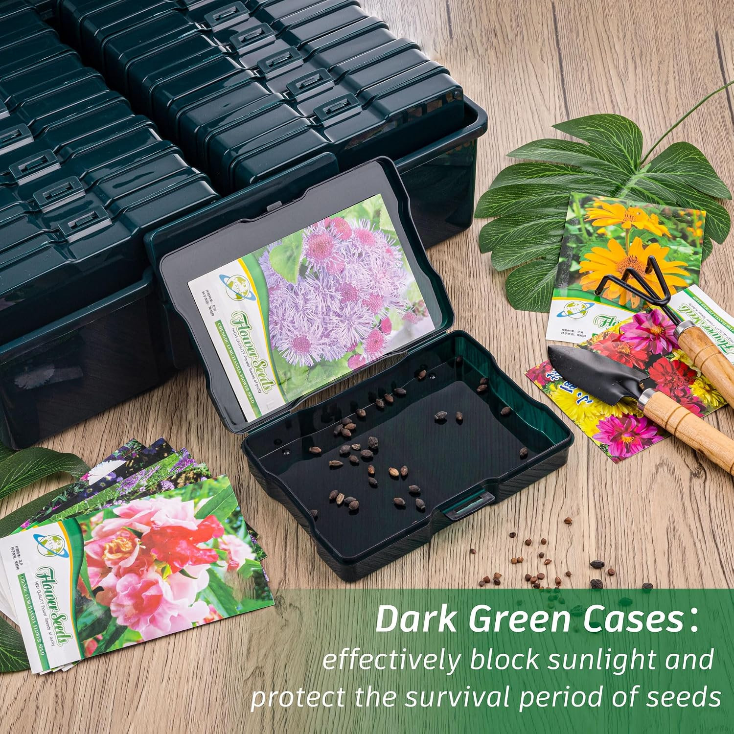 Dark Green Seed Storage Box with 16 Inner 4×6 Inch Small Boxes | Portable Tool S