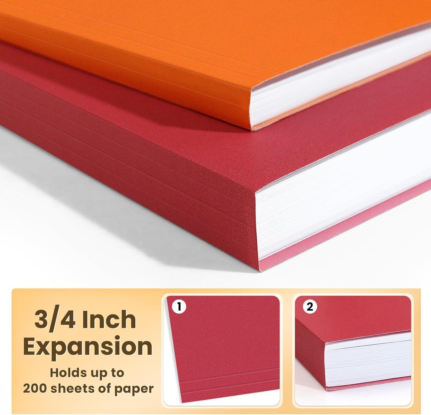 Letter Size Hanging File Folders 6 Pack W/ Tabs, Expandable, Assorted Colors