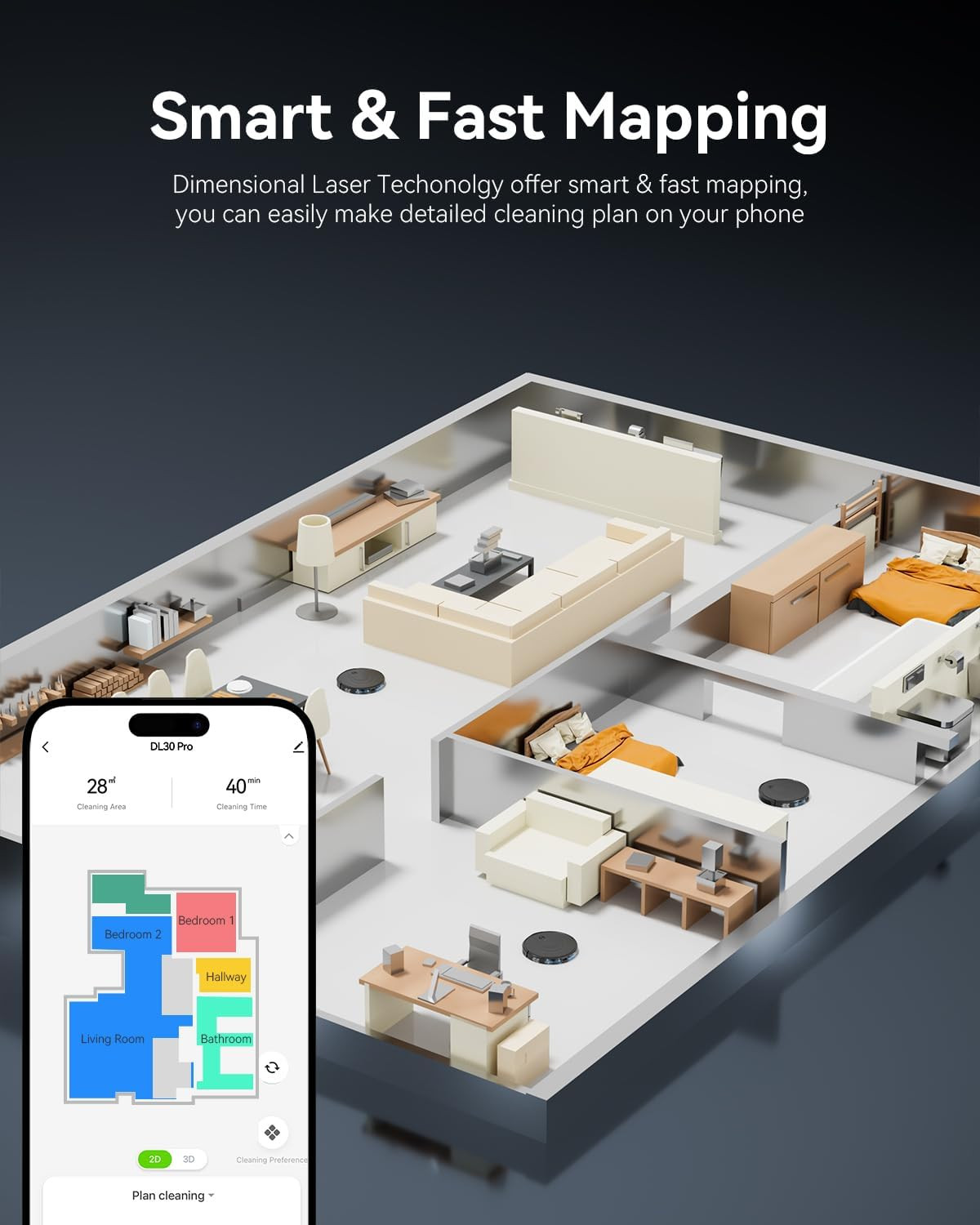 Robot Vacuum and Mop Combo, Lidar Navigation, 9000Pa Suction Robotic Vacuum Clea