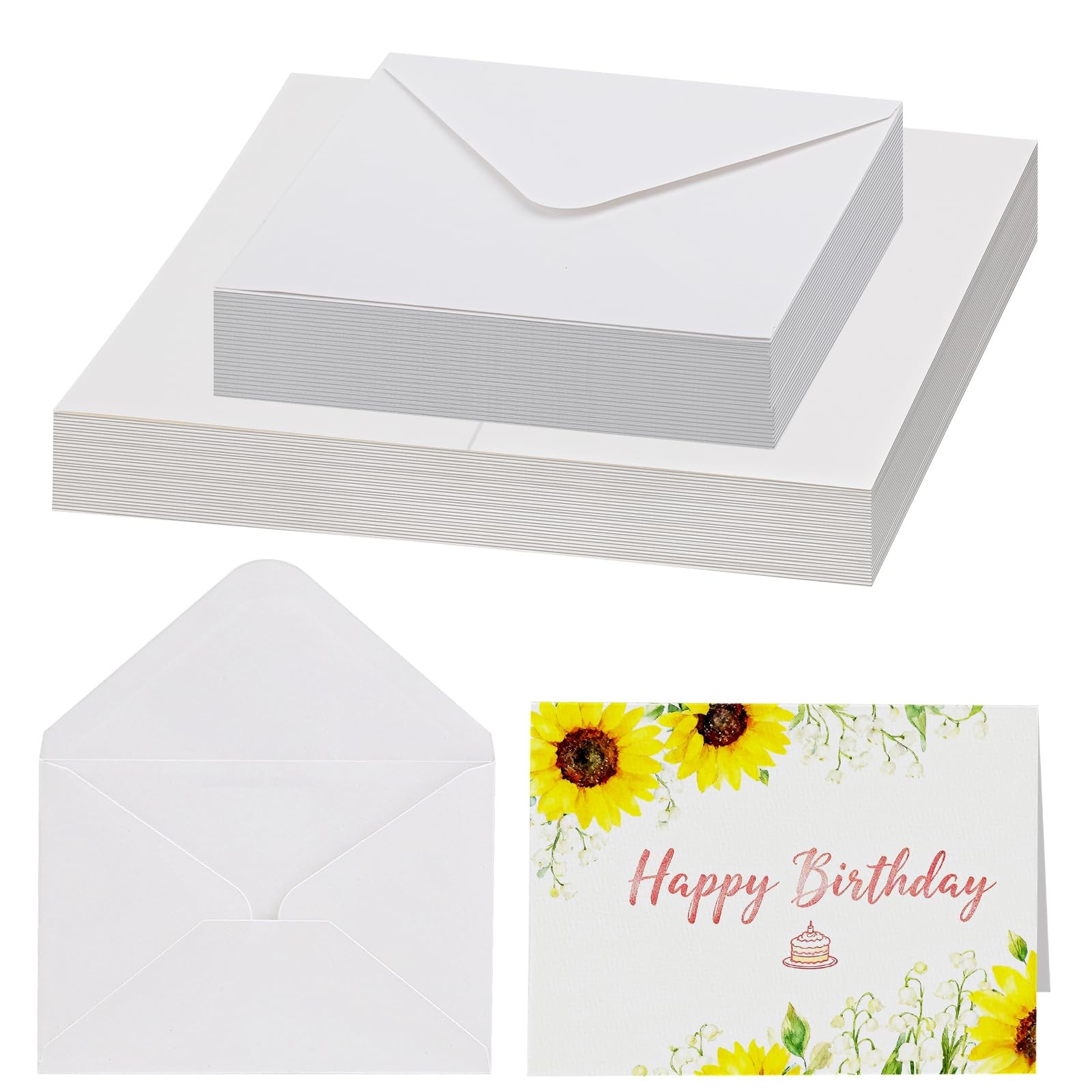 50 PCS Blank Watercolor Cards With Envelopes 5x7 Inch 140lb 300GSM DIY