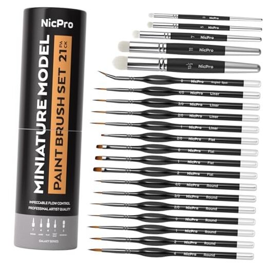 Miniature Paint Brushes Drybrush - 21PCS Model Paint Brush Set for 21 PCS