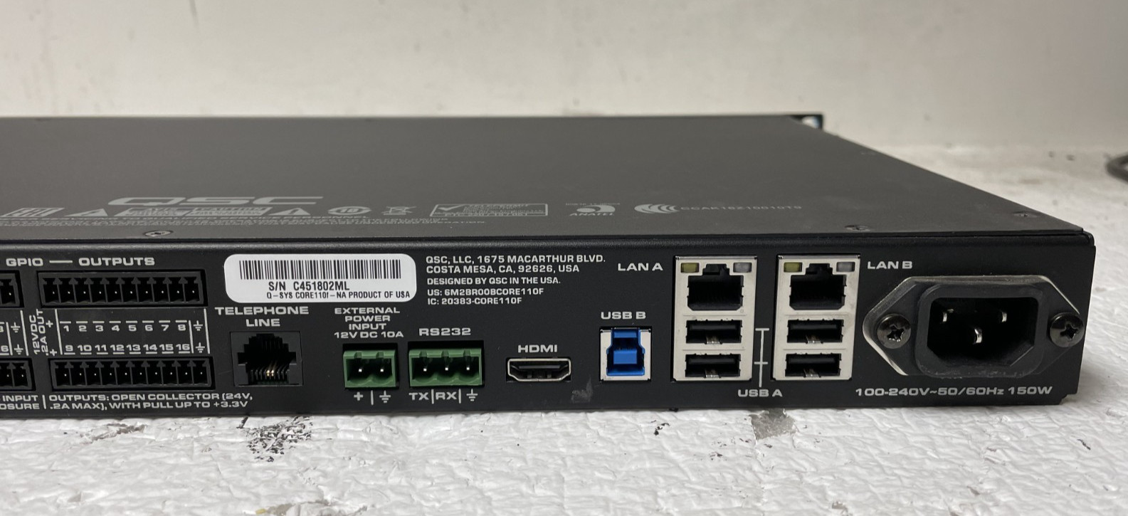 QSC Q-Sys Core110F Network Audio Processor For Parts *READ