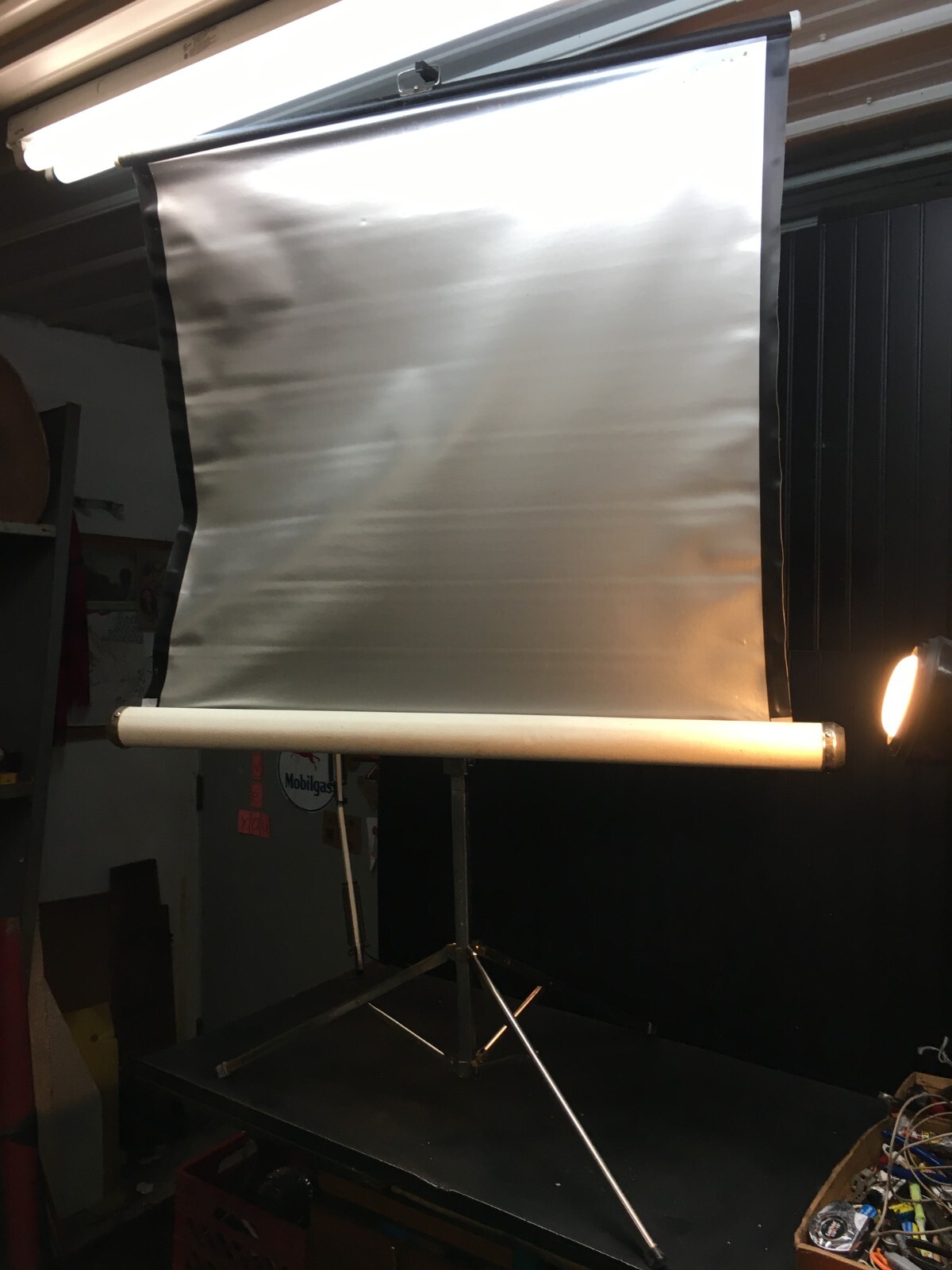 Vintage RADIANT Lenticular Vertical Silver 39 x 34 Portable Movie Screen 1950s