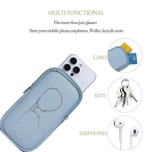 KKP Double Eyeglass Case | Sunglasses Cases with 2 Compartments Light Blue