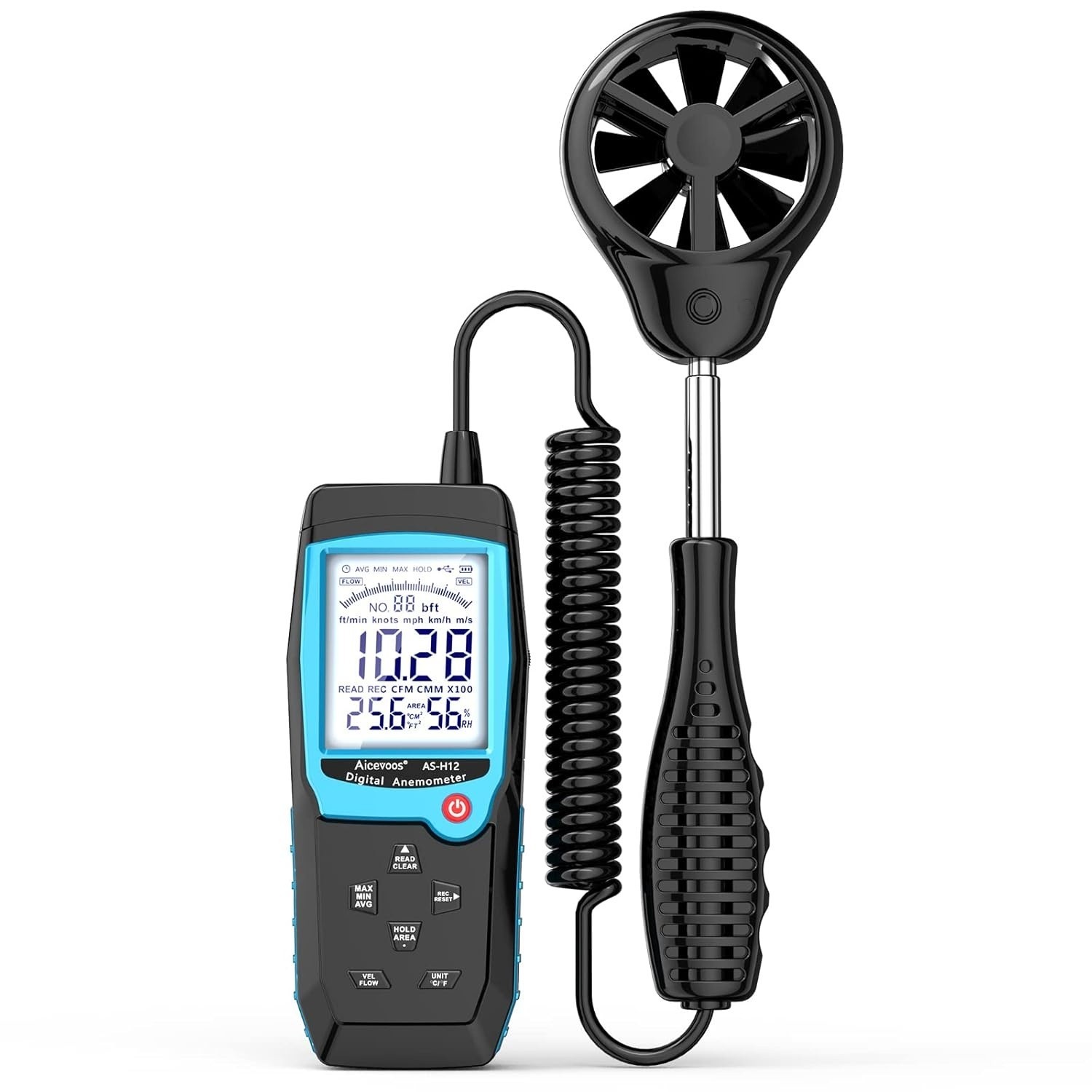 H12 Digital Anemometer Handheld Wind Speed Meter with Extended Wind Sensor