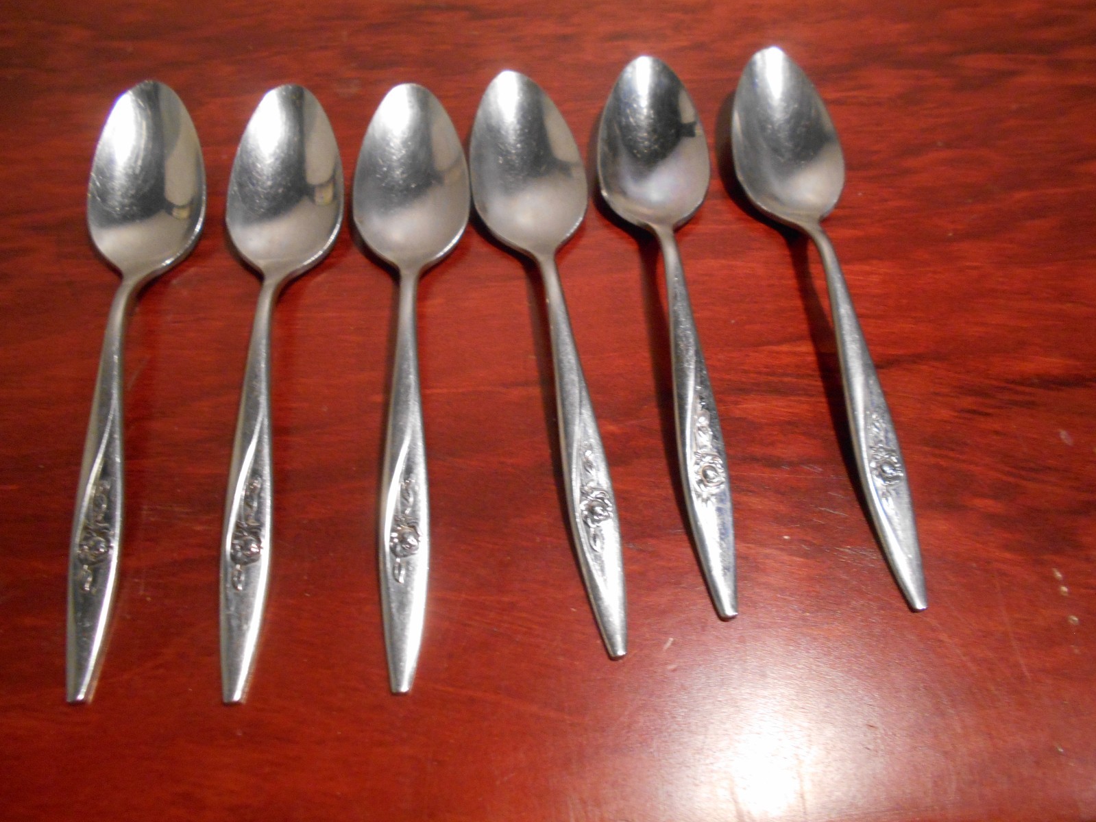 6 Oneidacraft Stainless LASTING ROSE Teaspoons 8540
