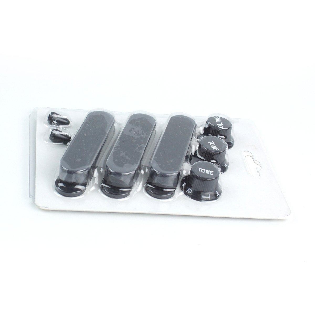 Strat style Guitar dress-up Set 3-Knobs 3-pickup-covers 2-Switch tips,Black