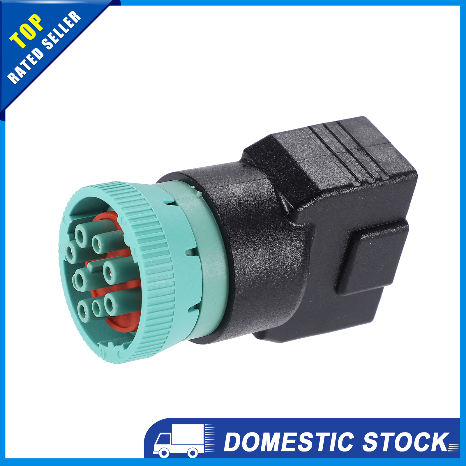 Universal 9pin J1939 to OBD2 16pin Female Adapter Diagnostic Connector Pack of 1