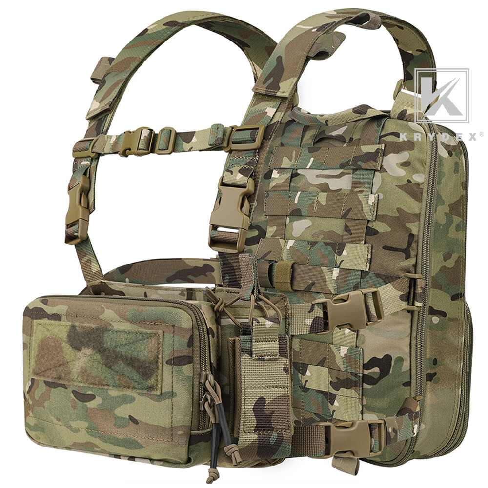 KRYDEX D3CR Chest Rig Harness Mag Pouches & D3 Flatpack Backpack MOLLE Rucksack