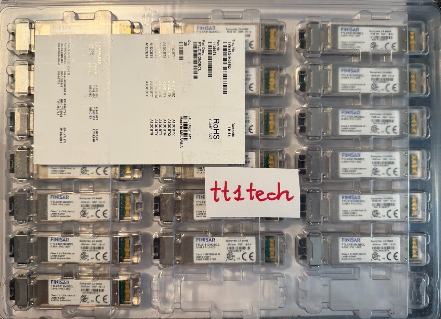 1 Finisar 280-0016-00 10GBase-ZR XFP SMF, 1550nm, 80km, DOM. FTLX1812M3BCL
