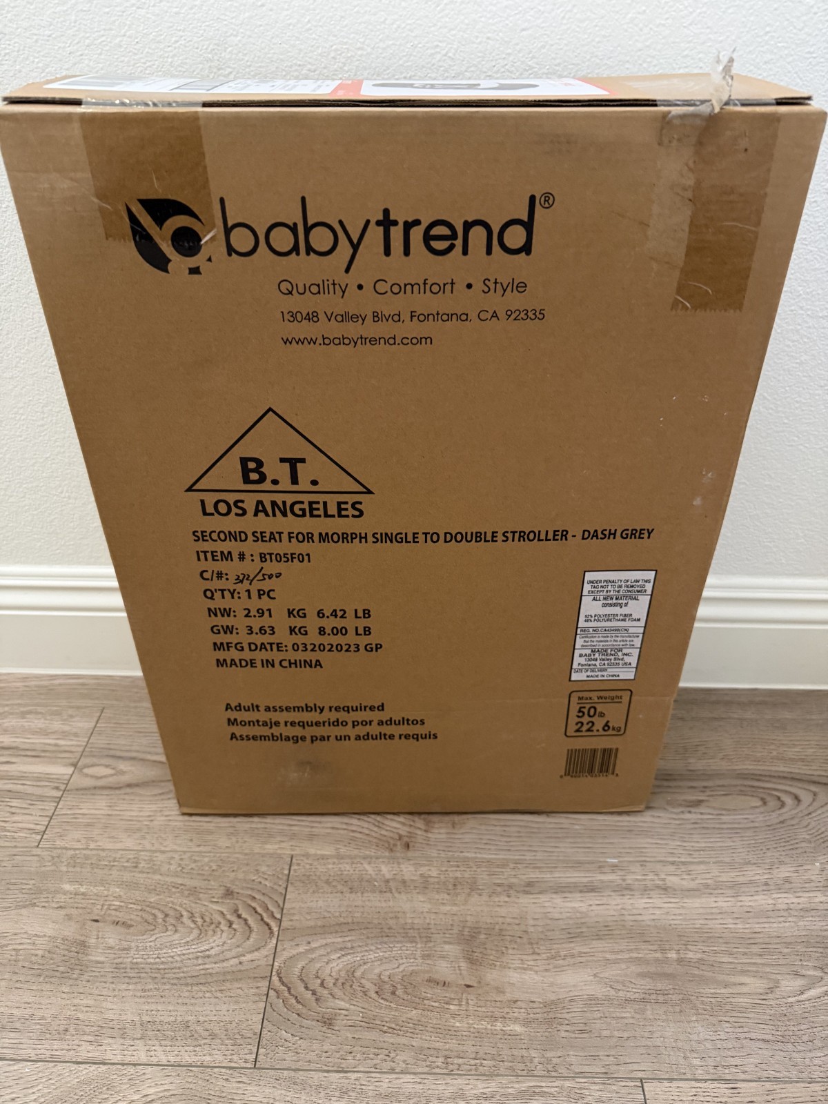 Baby Trend Morph Single to Double Stroller SECOND SEAT Dash Grey BT05F01