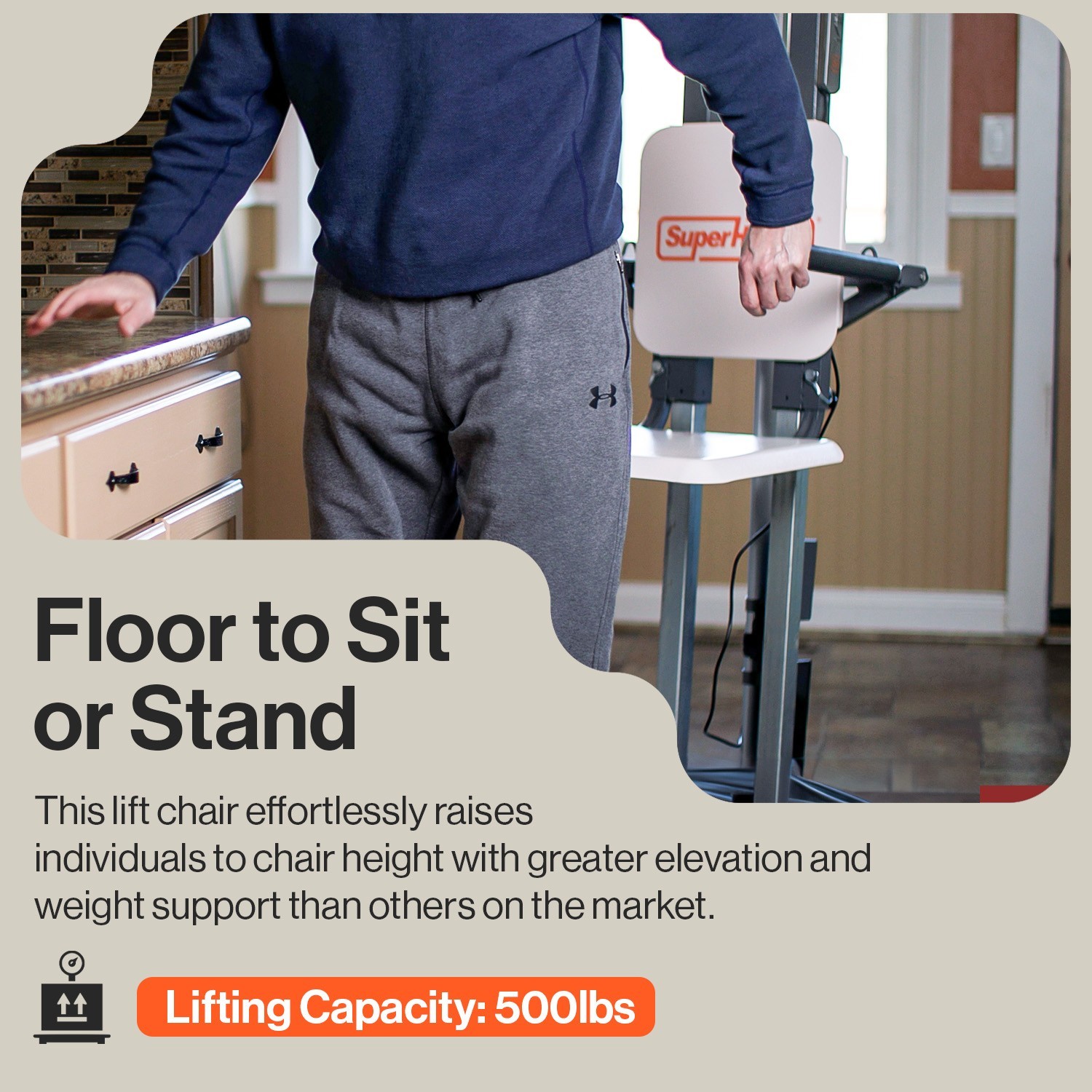 SuperHandy GoRise Electric Floor to Stand Lift