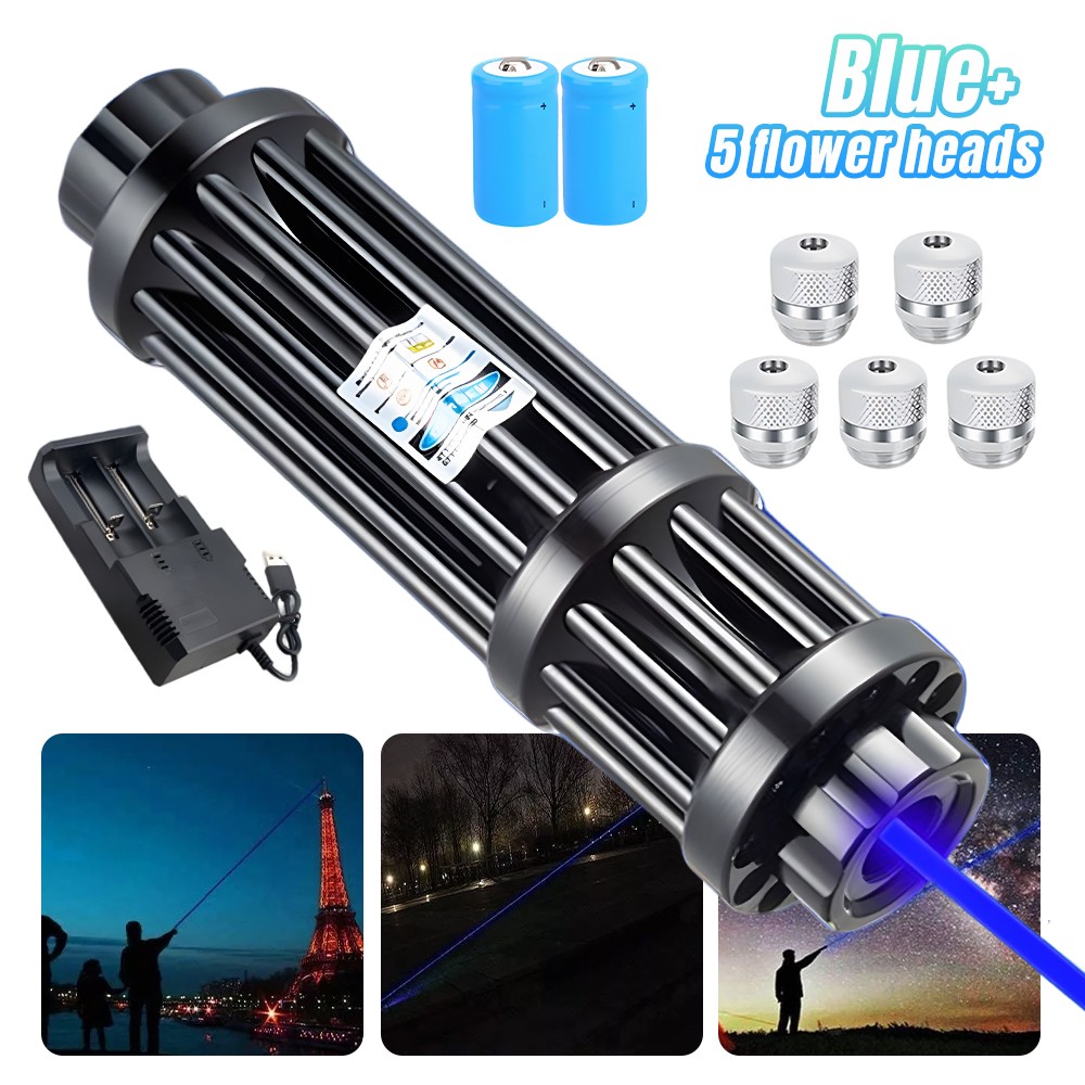 10Watt High Power Blue Burning Light Pointer Visible Dot Torch Laser Adjustable