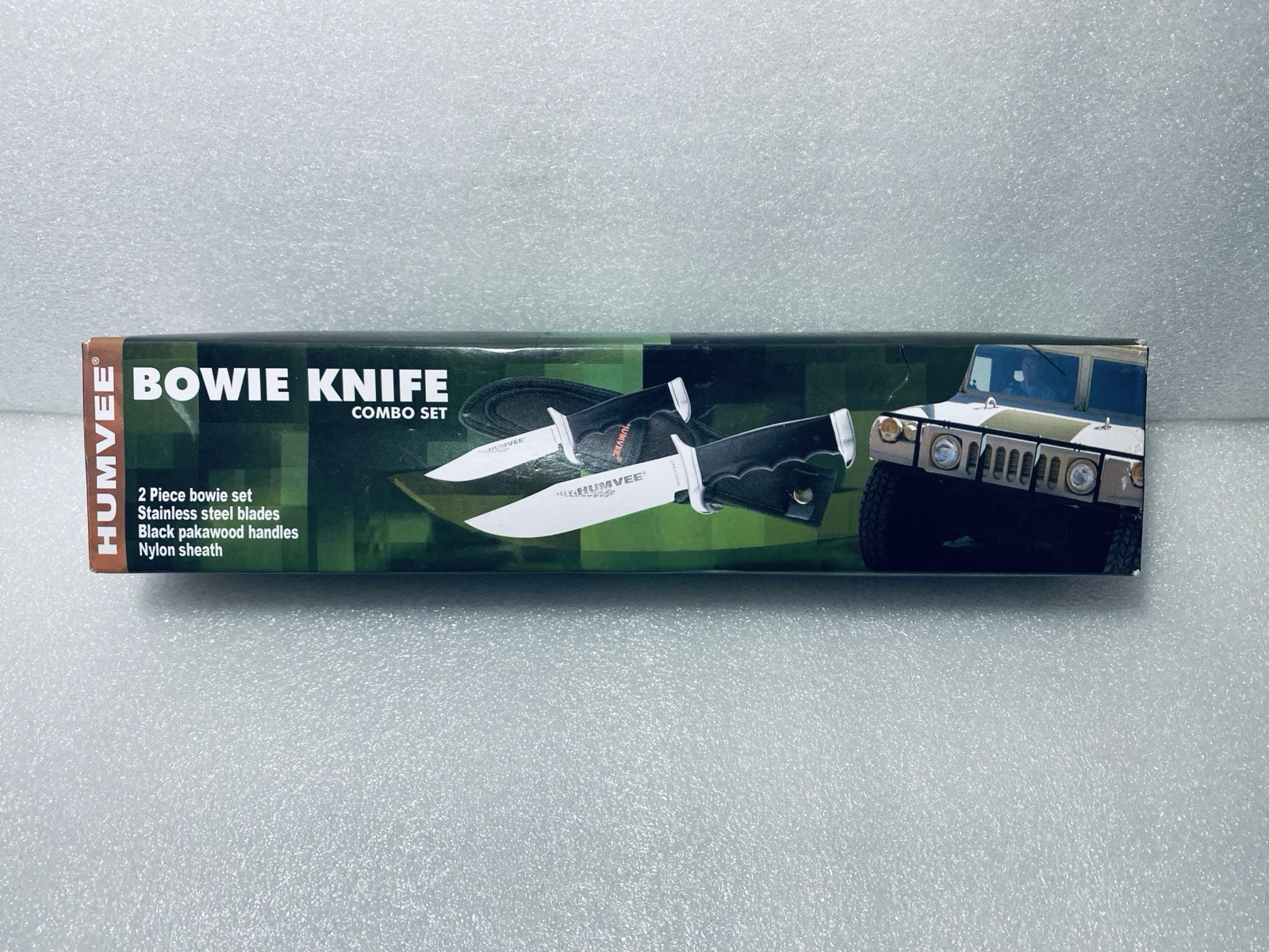 HUMVEE 2Pc. Large/Small Mirror Polished Bowie Knife Combo Set W/ Sheath - (READ)