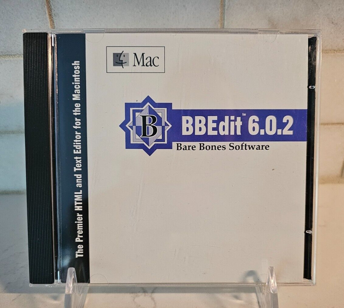 RARE VTG BBEdit Bare Bones Software 6.0.2 Premier HTML & Text Editor Macintosh