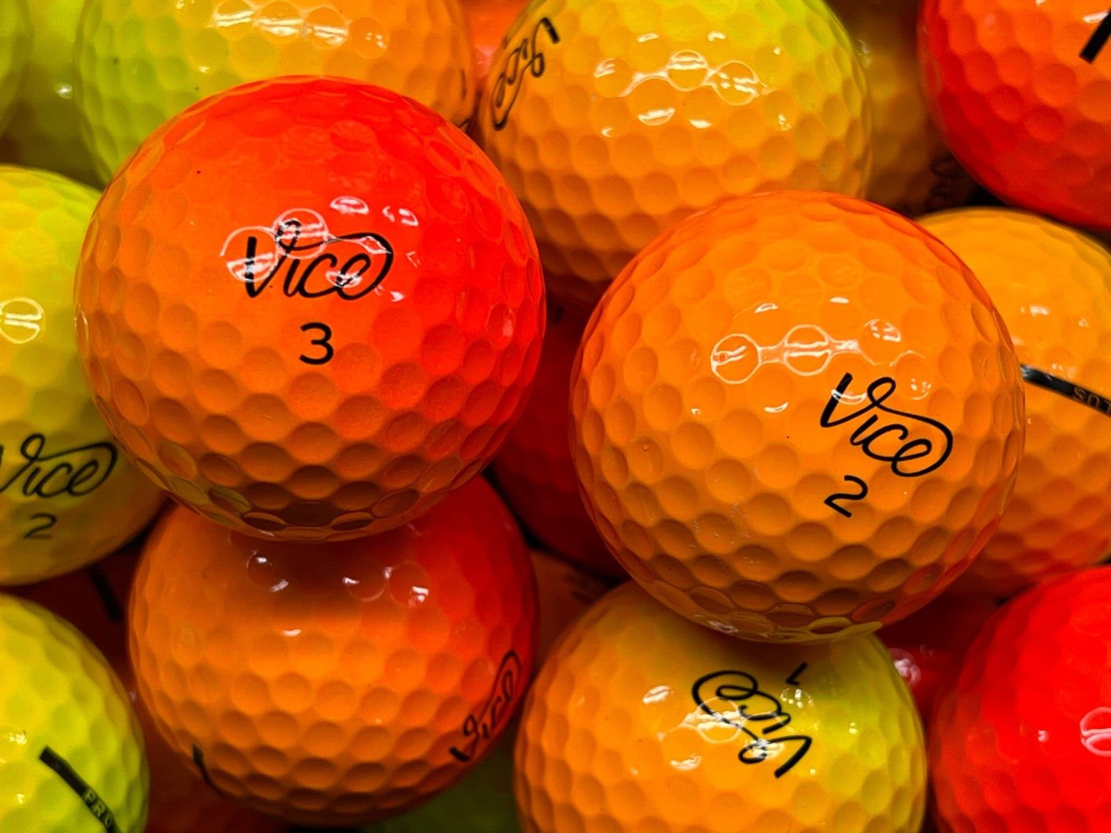 12 Orange/Yellow & Red/Orange Shade Vice Pro Mix Used Golf Balls (5A) AAAAA