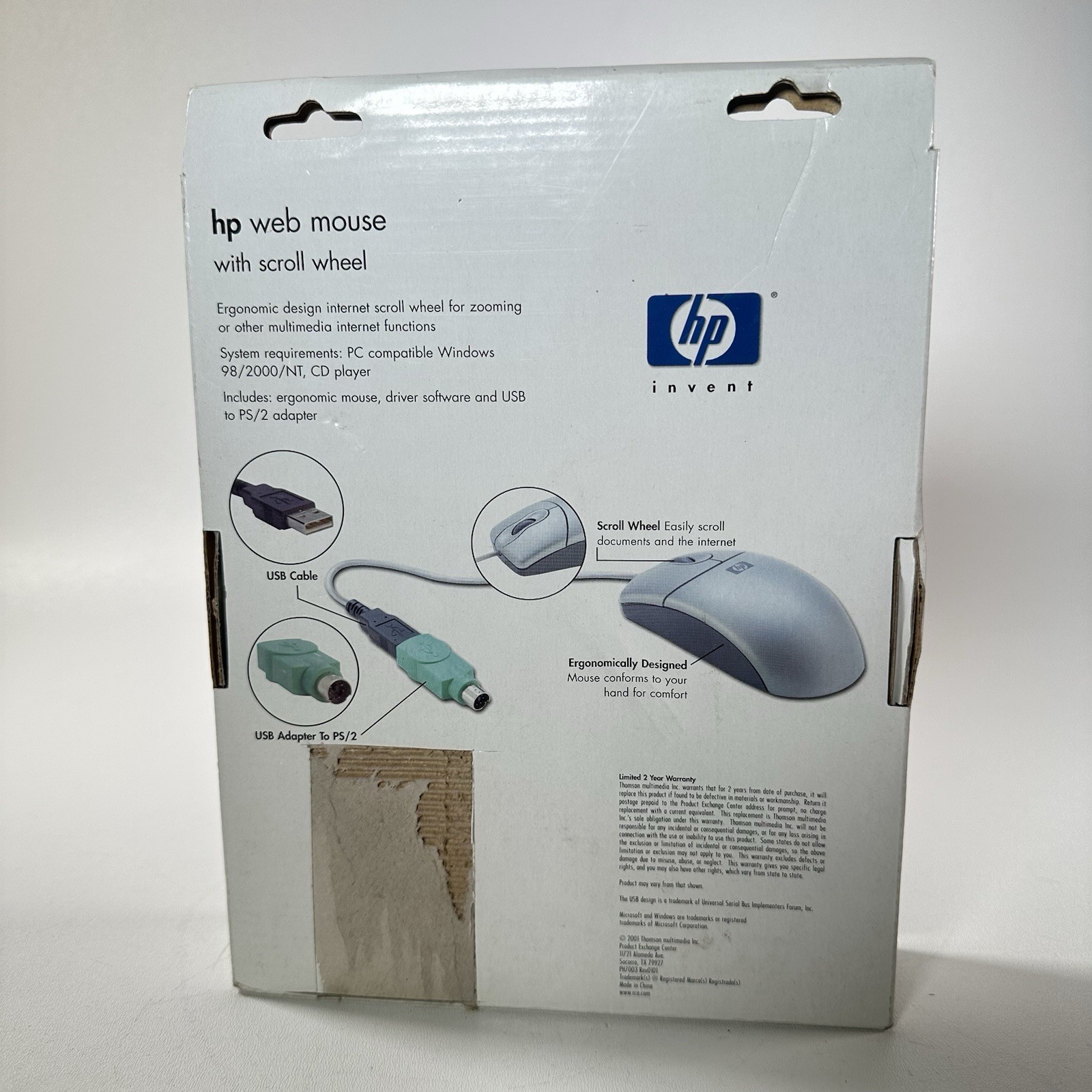 HP Web Mouse with Scroll Wheel USB or PS/2 Model H7003 from RCA, factory sealed